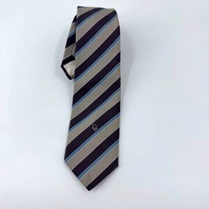 Christian Dior Black and‎ Gray Striped Silk Tie